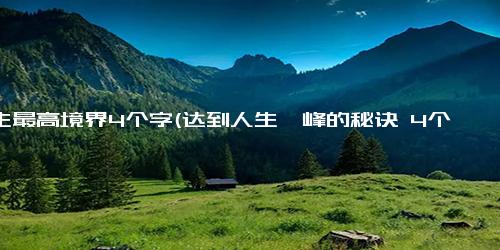 人生最高境界4个字(达到人生巅峰的秘诀 4个字替你点燃激情)